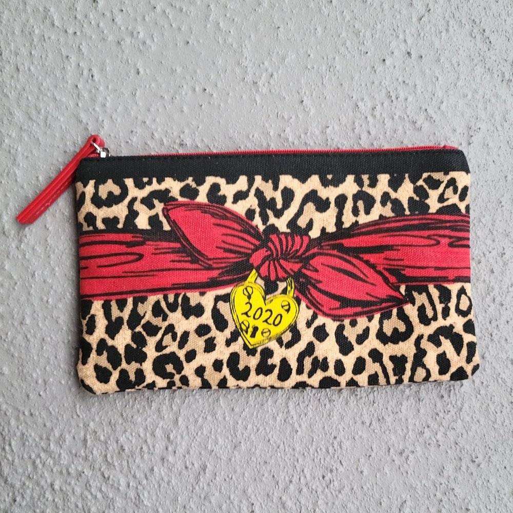 Brighton 2020 Red Heart Leopard Print Cosmetic Bag